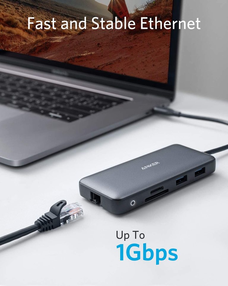 Anker with ethernet port for stable 1Gbps connection